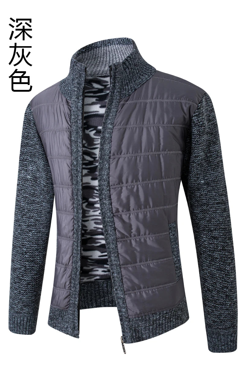 cardigan sweater men's padded leisure sweater men's sweater warm tide coat.
