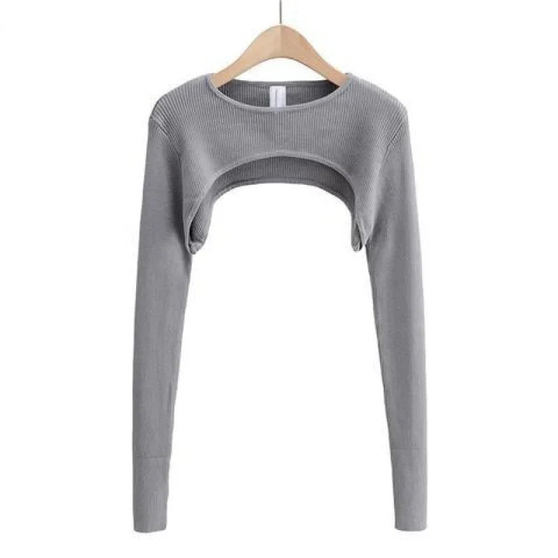 Women Long Sleeve Crop Top Y2k Aesthetic Clothes O-neck