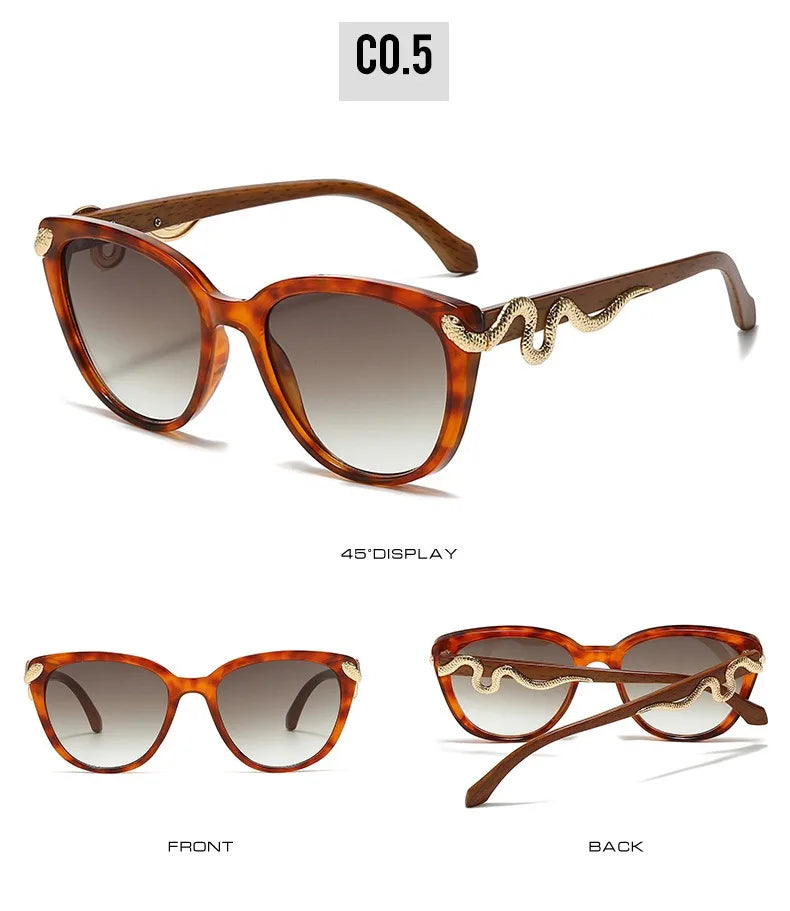Metal Snake Trendy Street Shot Sun Glasses Brand Designer Ladies