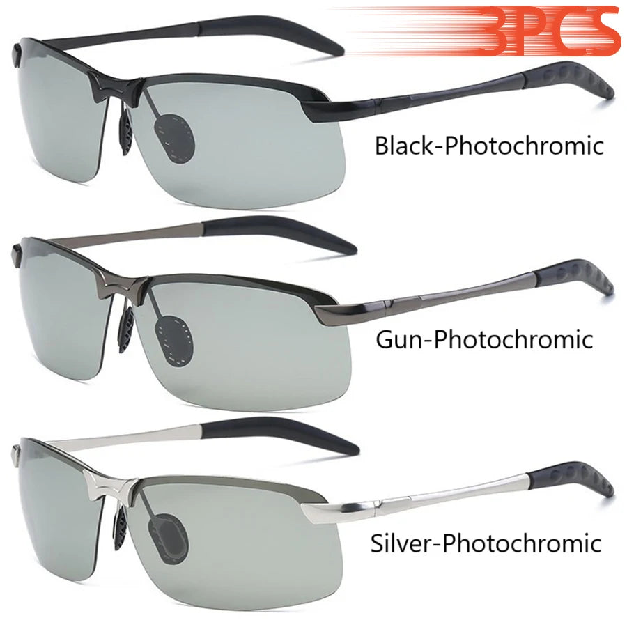 Men Photochromic Polarized Chameleon Glasses Change Color Sun Glasses Day Night Vision UV400