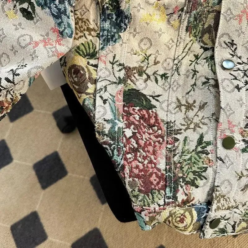 Men's Fashionable Denim Jacket High Quality Cross-Border Style Loose Fit Casual Scene Jacquard Lapel Jacket