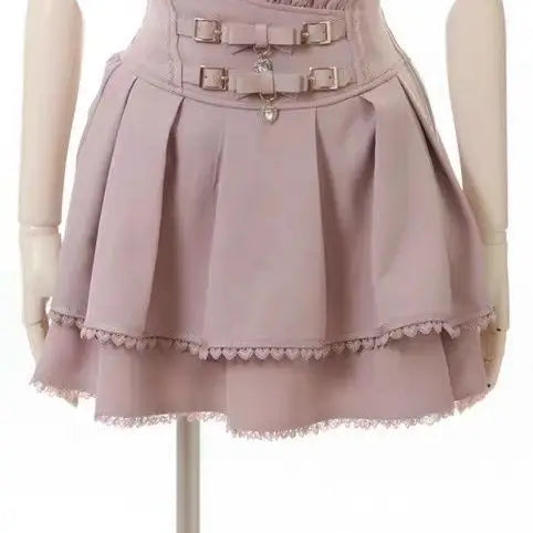 Mini Cake Skirts Womens Jupe Fairy Bandage Lolita High Waist Y2k Aesthetic Sweet Lace Gothic