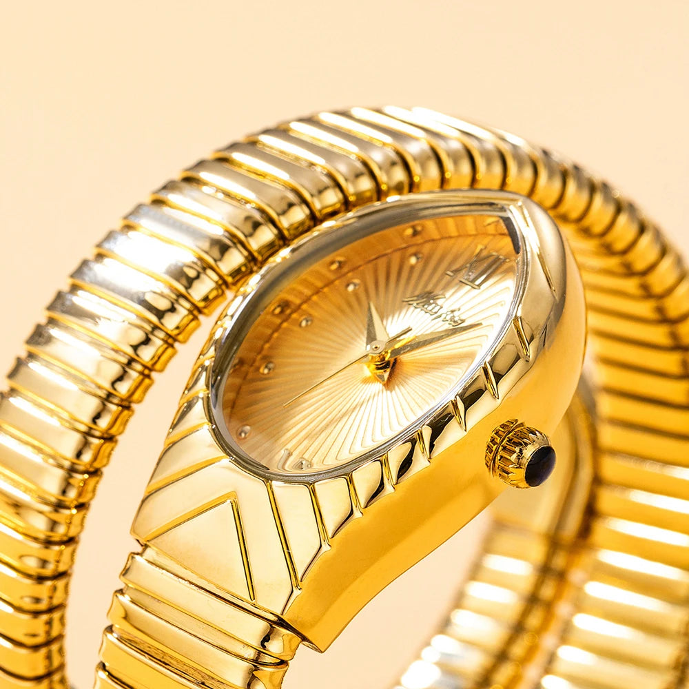 Women's Watches New Quartz Snake Shape Simple Ladies Watch Fashion Unique Strap Waterproof