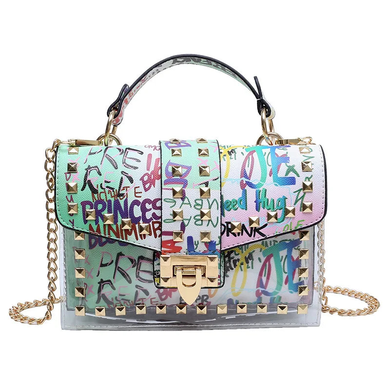 Women Studded Graffiti Crossbody Bags Fashion Shoulder Bag For Ladies High Quality STYLE 1A