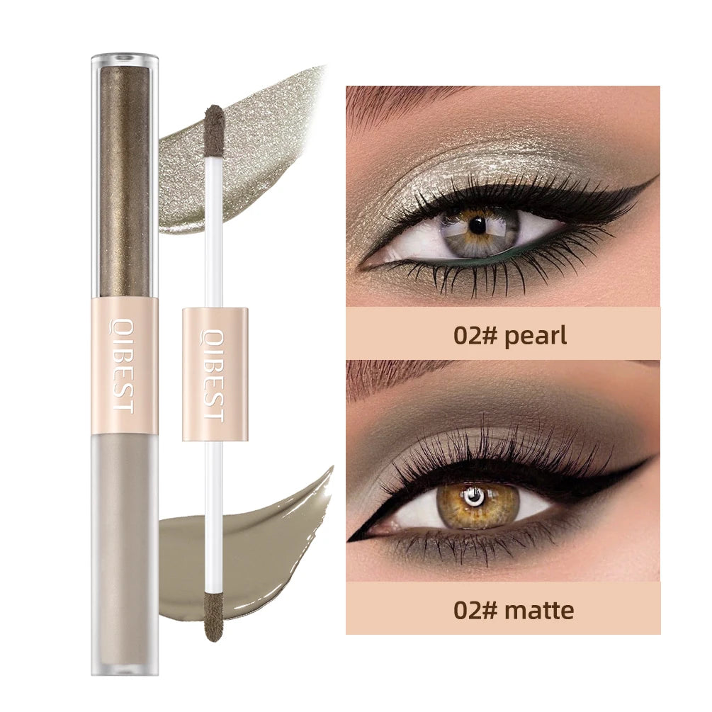 Double End Glitter Matte Eye shadow Stick Pencil Waterproof Bicolor Shimmer