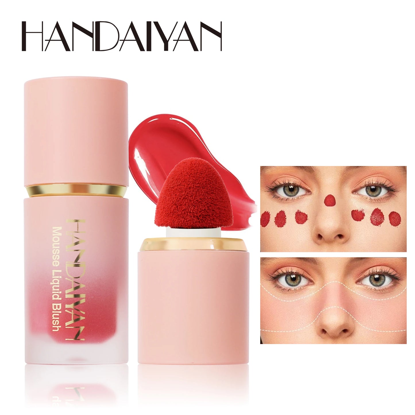 Handaiyan Matte Glitter Face Liquid Blusher Smooth Cheek Blush Highlighter Stick Rouge