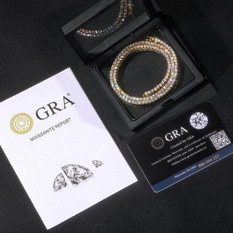 Sparkling Moissanite Tennis Chain Bracelet Necklace 100% 925 Sterling Silver Pass Diamond Test Fine Jewelry valentine's day Gift