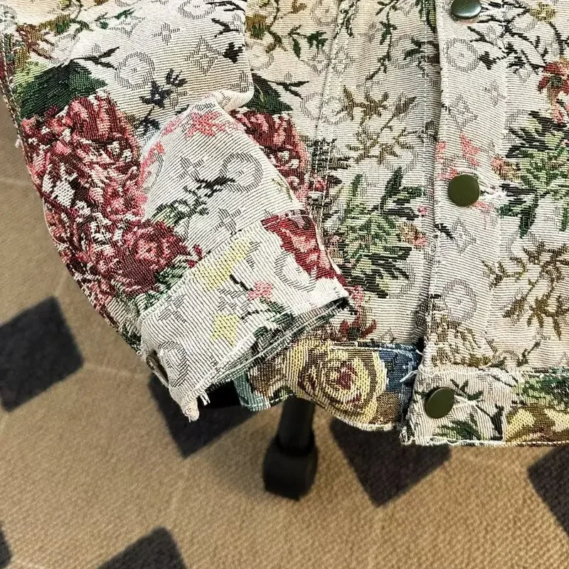 Men's Fashionable Denim Jacket High Quality Cross-Border Style Loose Fit Casual Scene Jacquard Lapel Jacket