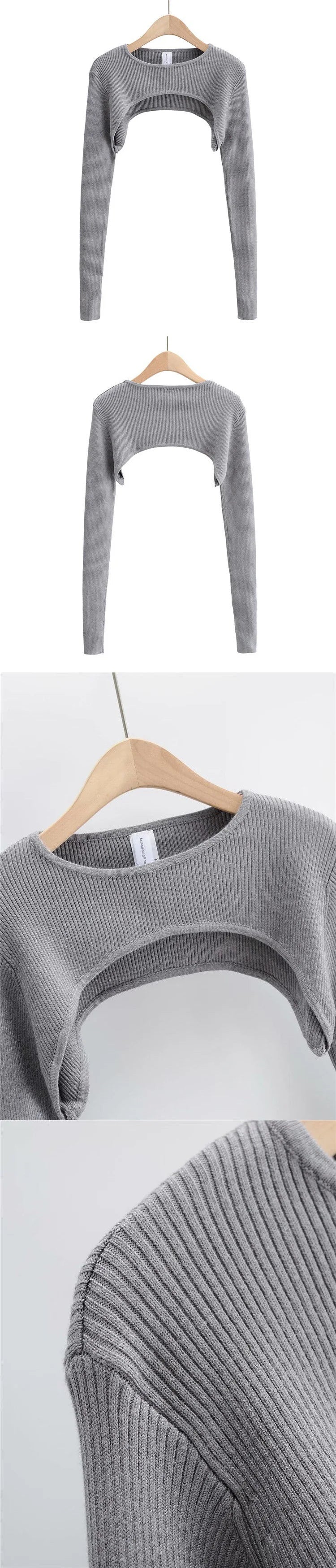 Women Long Sleeve Crop Top Y2k Aesthetic Clothes O-neck