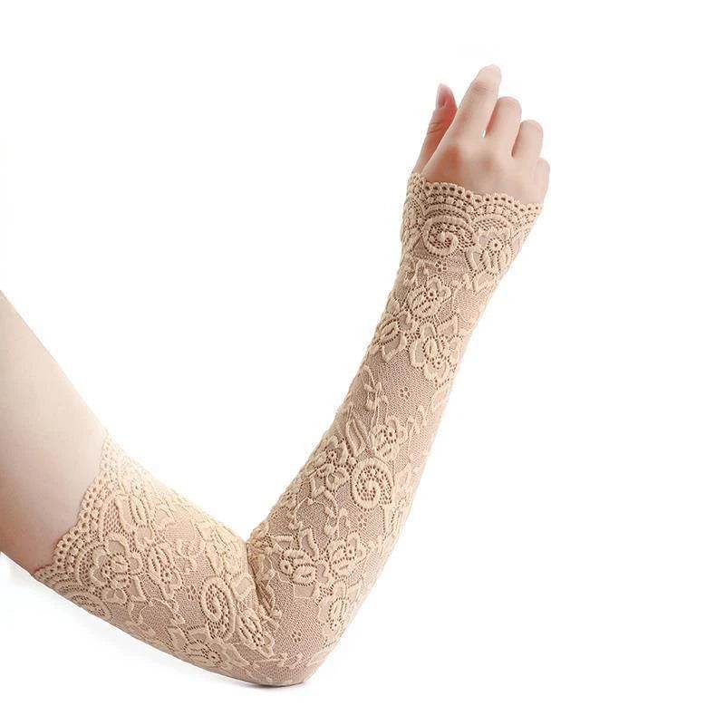 1Pair Lace Flowers Arm Sleeve Gloves Elegant Long Fingerless - Fashionqueene.com