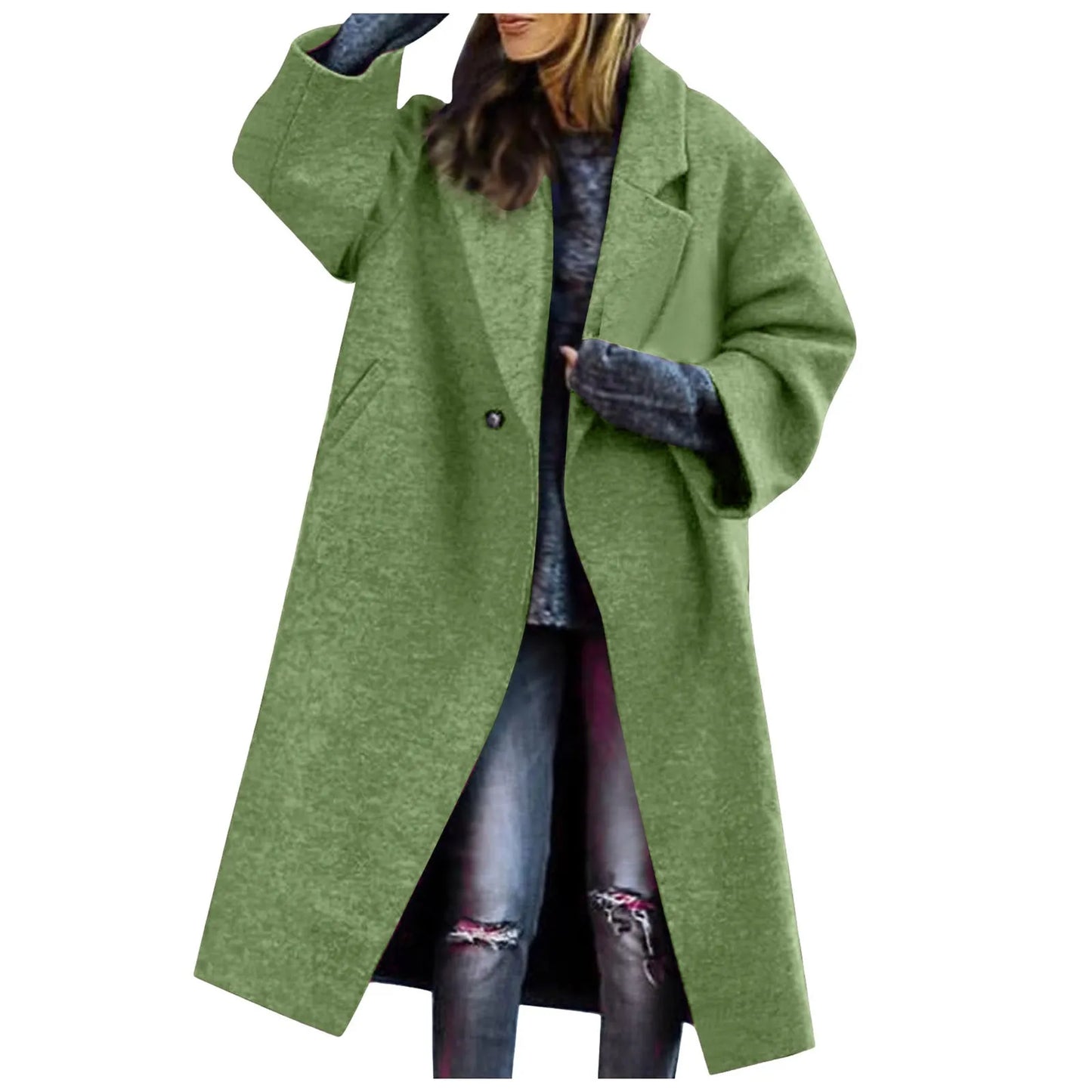 Women Cardigan Loose Women's Winter Double Breasted Midi Long Wool Coat Notch Lapel Womens Lightweight Cardigans with Pockets