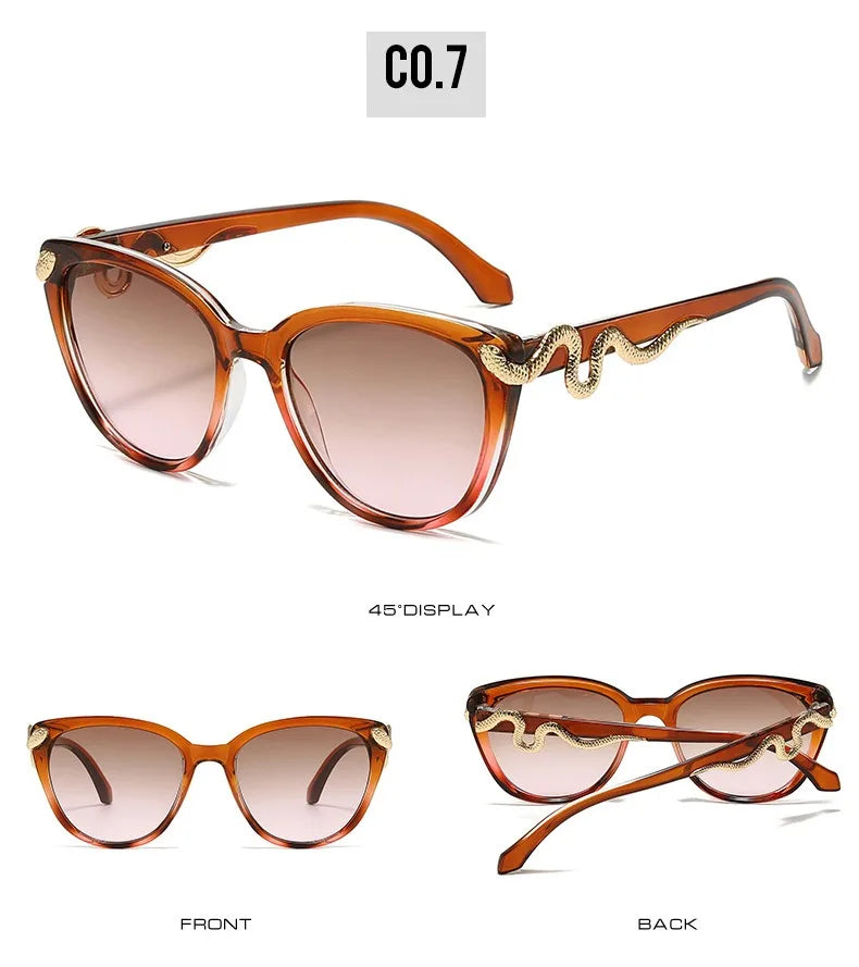 Metal Snake Trendy Street Shot Sun Glasses Brand Designer Ladies