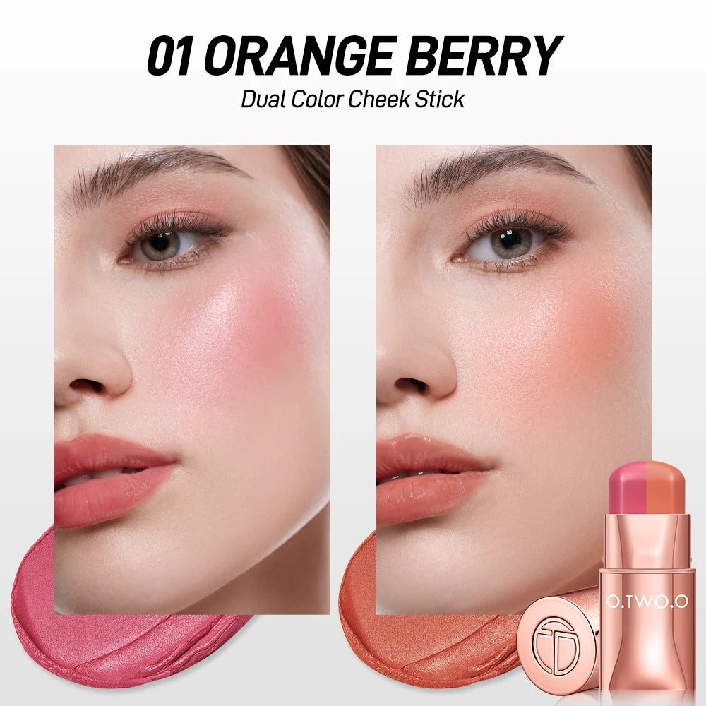 Blush Stick Lipstick 3-in-1 Eyes Cheek Lip Tint Smooth Cream Multi-use Stick Blush Lipstick Makeup 01 Orange Berry CHINA