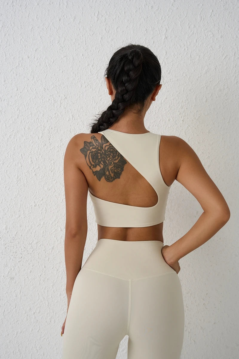 Backless Women Crop Top Fitness Solid Sports Bra Gym Shockproof