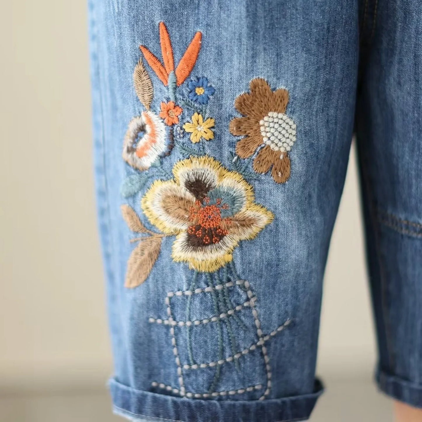 Women Summer Embroidery Self Tie Plus Size Mid Length Pants Artistic Casual Ripped Yellow / M / United States Yellow / XL / United States Red / L / United States Yellow / M / United States-Yellow / XL / United States-Red / L / United States-Red / M / United States-Red / XL / United States-Yellow / L / United States-