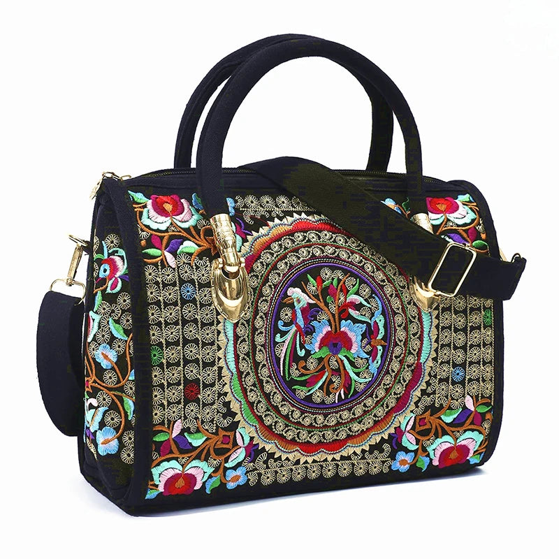 Women Shoulder Bag Handmade Embroidered Bohemia Handbag Large Capacity Canvas Shopping Tote