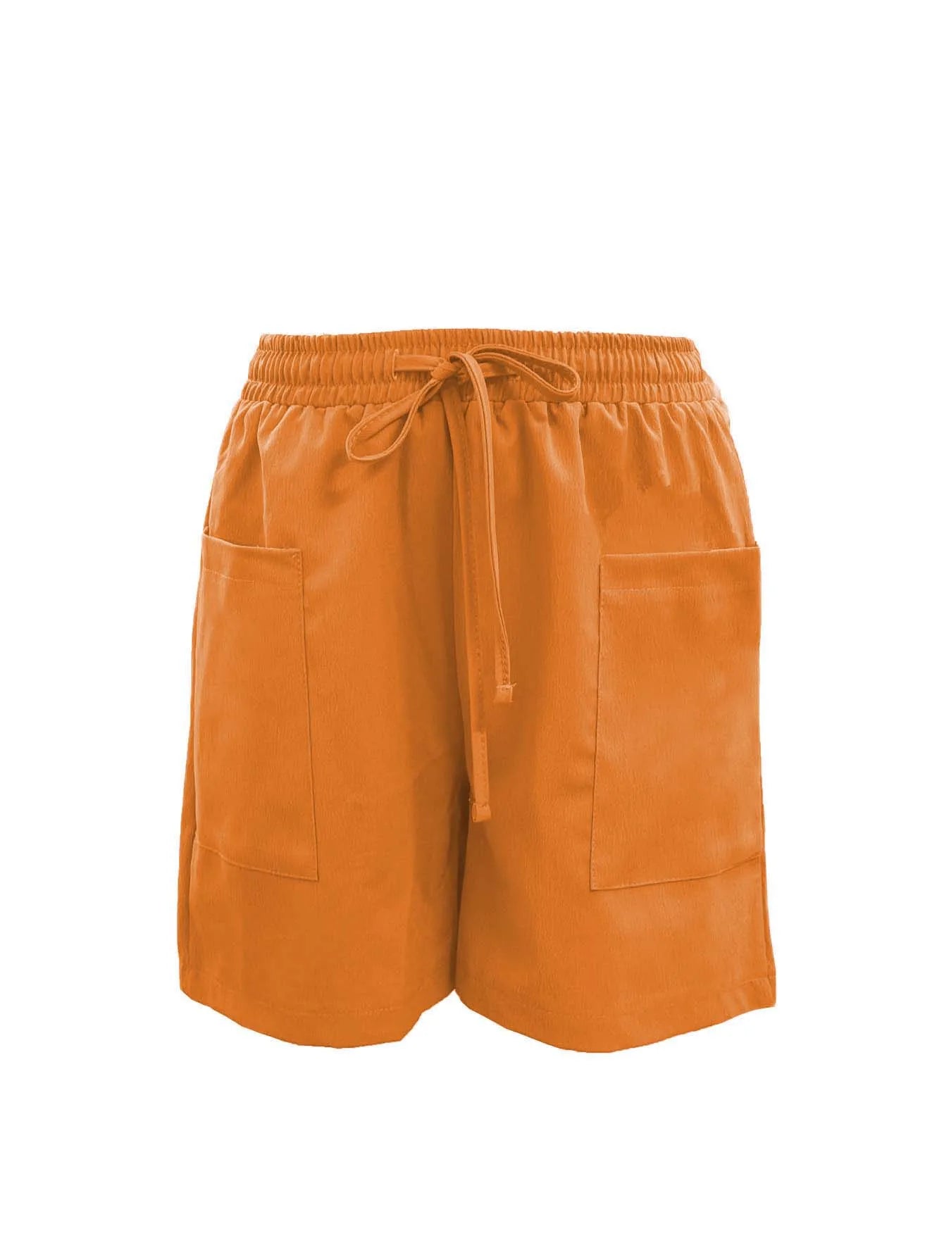 Summer New Women's Solid Color Pocket Loose High Waist Casual Fashion Quarter Shorts