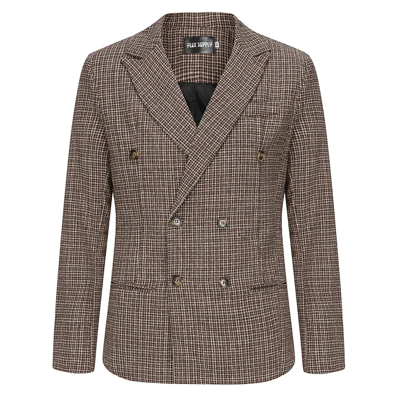 Men s Classic Plaid Print Fit Blazer Jacket with Notched Lapel and Two Button Closure for Fall Fashion Comfort