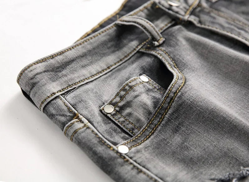 Men's Jeans Trend Denim Shorts Stretch Slim Hip Hop Classic