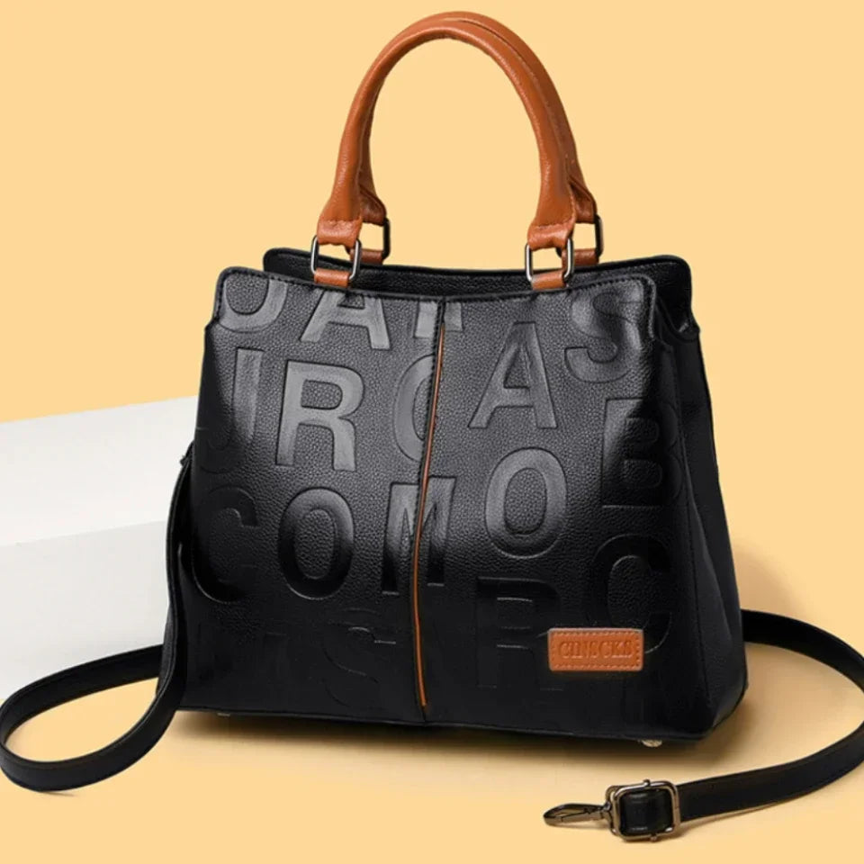 2-layer pockets Letter Printing Luxury Handbags Women Leather Bags Vintage Ladies Shoulder Crossbody Bags for Women Tote Bag