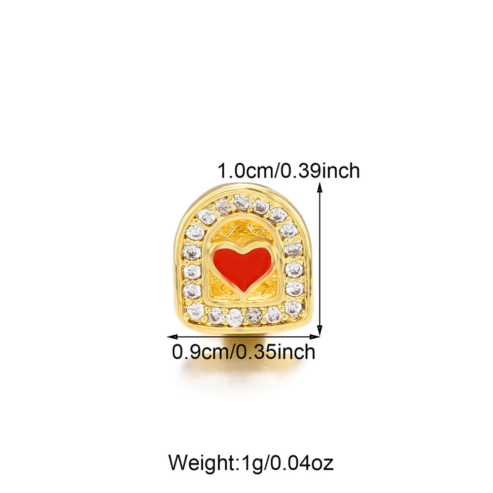 1PCS Hip Hop Single Teeth Grillz For Men Women Gold Silver Color Copper Grillz