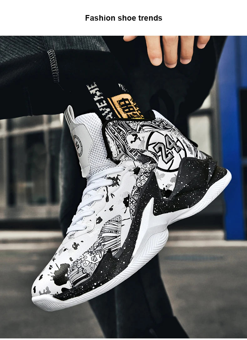 Men's Basketball Breathable Outdoor Shoes Fashion Graffiti Training Shoes