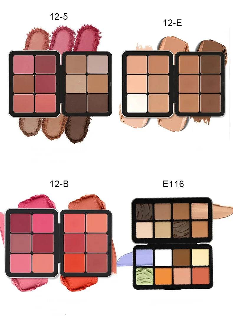 12-color Concealer Blush Cream Matte Highlight Contour Makeup All-in-one Palette Contouring - Fashionqueene.com