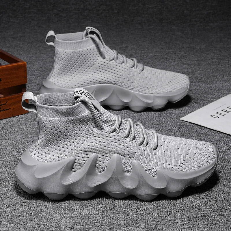 Mens High Top Fashion Sneakers Breathable Shoes Comfortable Sneakers Heighten Sports Shoes Men Lightweight