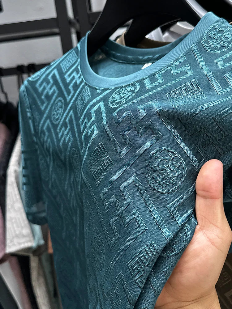 Silk Breathable Short Sleeve Men O-neck Top Cool Comfortable T-shirt