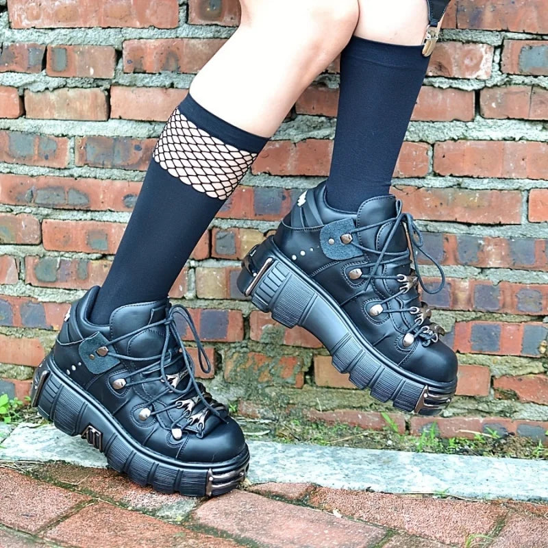 Thick Bottom Platform Rock Metal Decoration Casual Trainers Punk Style Gothic Sport Shoes