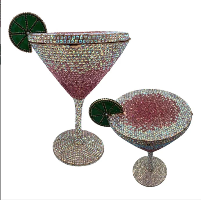 Jewels Martini purse Diamond Evening Purses Crystals Bridal Handbag Dinner Purses Rhinestone Party Clutch Bags