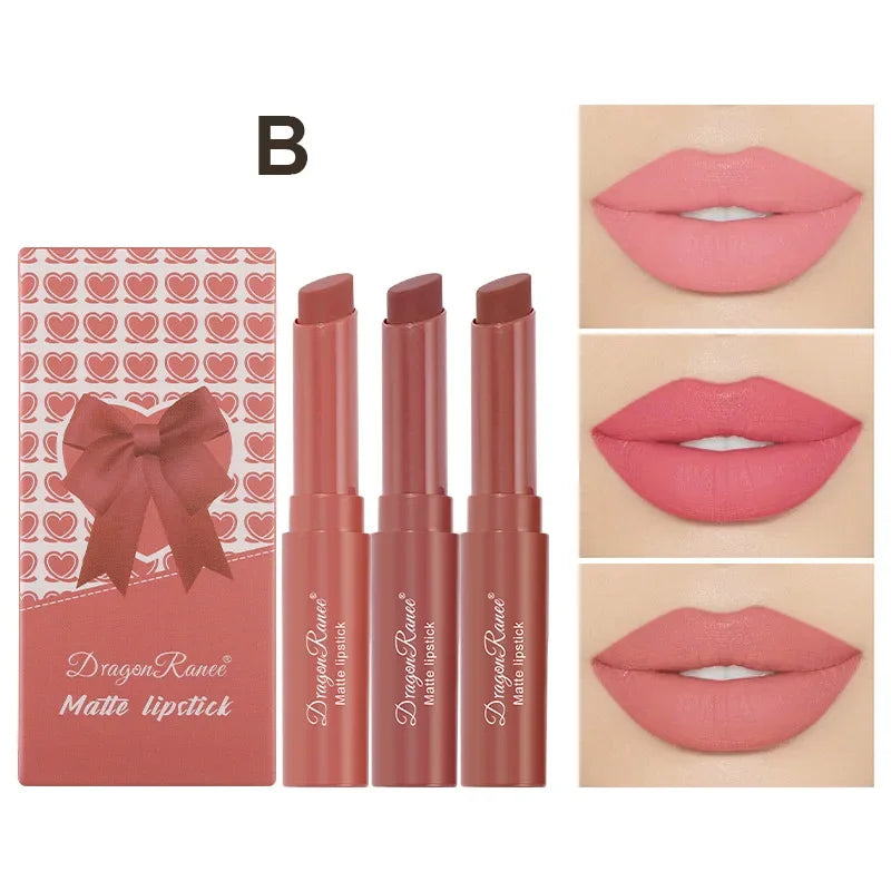 1/3pcs Nude Lipstick Crayon Long Lasting Matte Lipstick Pencil 24 Hours Waterproof Set Lip Moisturizer Colouring Lip Tint Stick