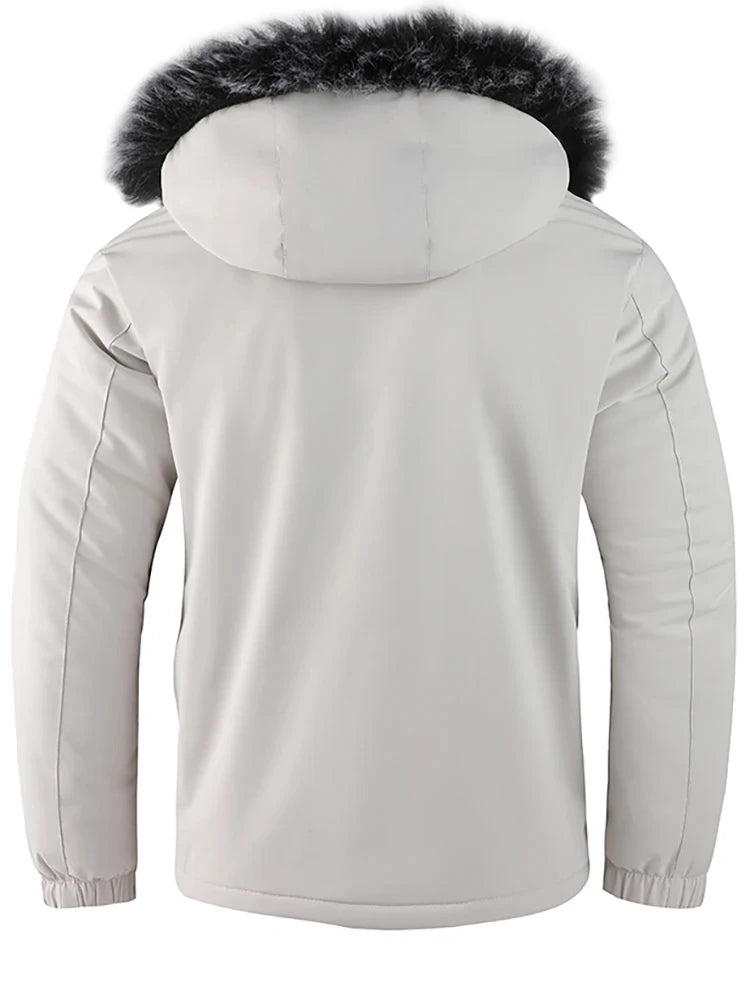 Men's Hooded Cotton Jacket Windproof Padded Cold Pure Color Simple