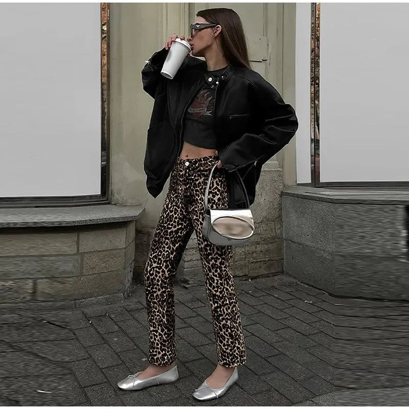 Animal Leopard Print Long Denim Women High Waist Straight Pencil Jeans Leopard print / M Leopard print / L Leopard print / XS Leopard print / M-Leopard print / L-Leopard print / XS-Leopard print / S-