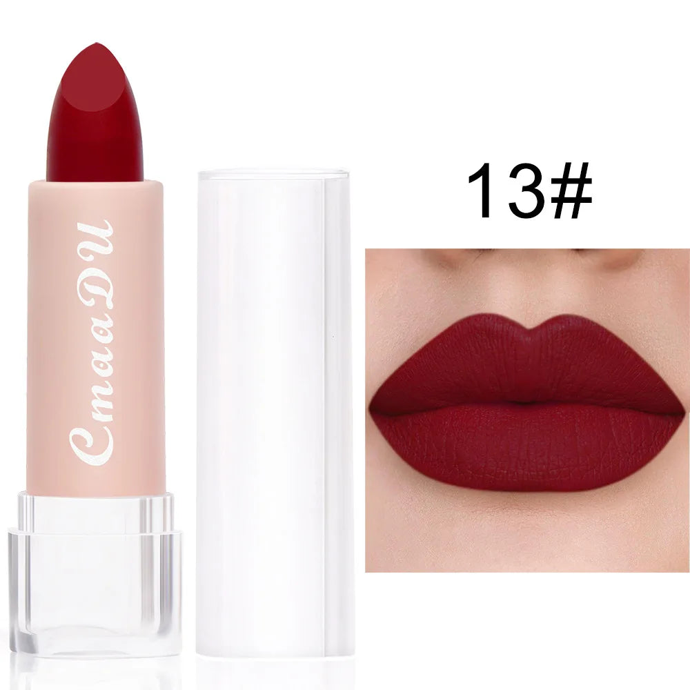 1PC Matte Nude Lipstick Waterproof Long Lasting Non-stick Red Pink Velvet Lipsticks Women Makeup Cosmetic 15 Colors 13 14