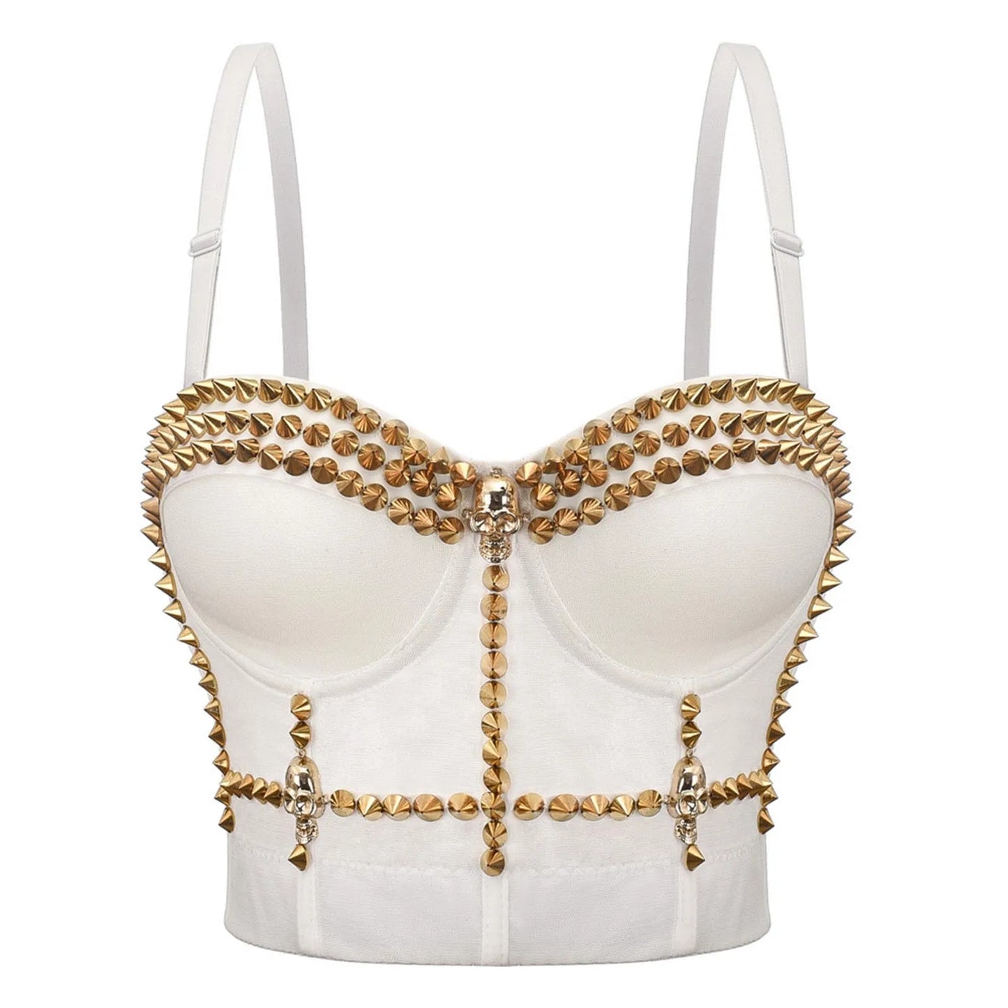 Rivet Corset Push Up Bras Club Wear Outfit Ladies Cropped Top White / XL / United States White / L / United States