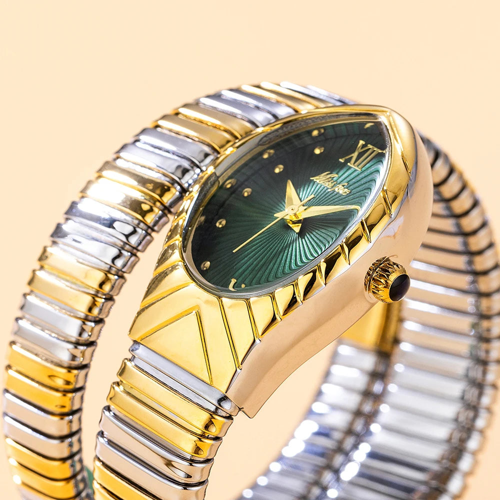 Women's Watches New Quartz Snake Shape Simple Ladies Watch Fashion Unique Strap Waterproof