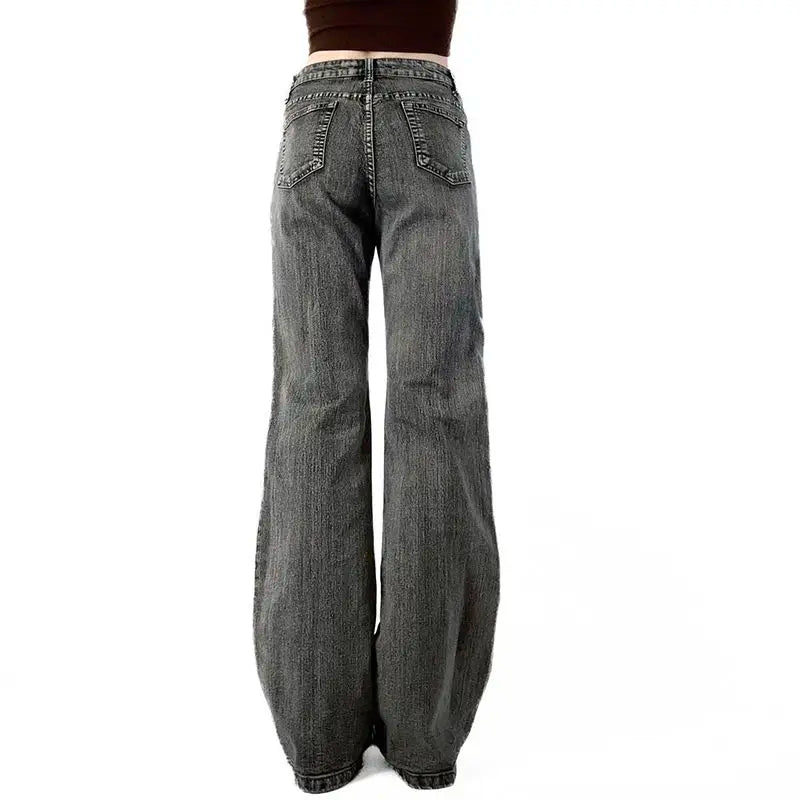 Beaded Embroidered Micro Slim Flare Jeans Street Y2k