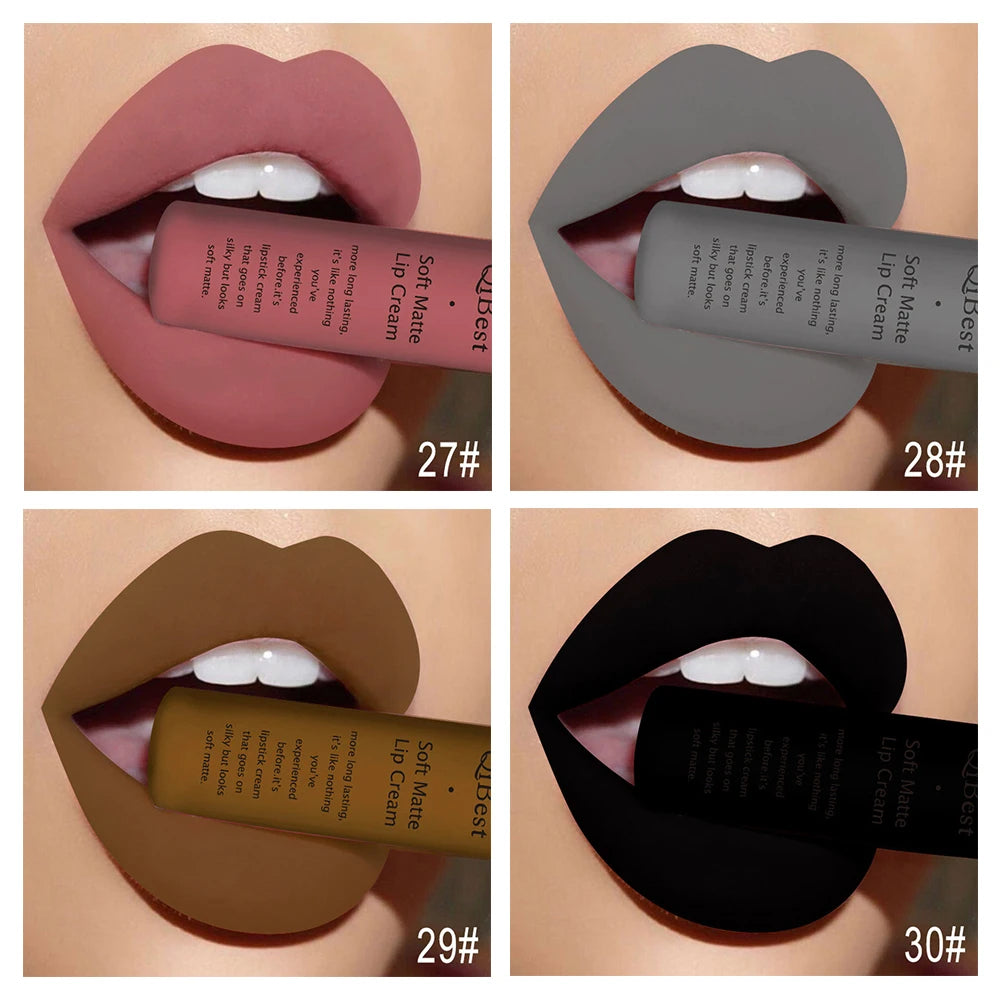 Hot Velvet Matte Nude Lip Gloss Sexy Long Lasting Non-stick Cup Nude Red Liquid Lipstick Waterproof 1 3