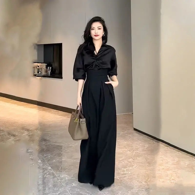 Wide-Leg Pants Women's Slimming Suit Pant Magic High Waist Loose Straight Casual Trousers