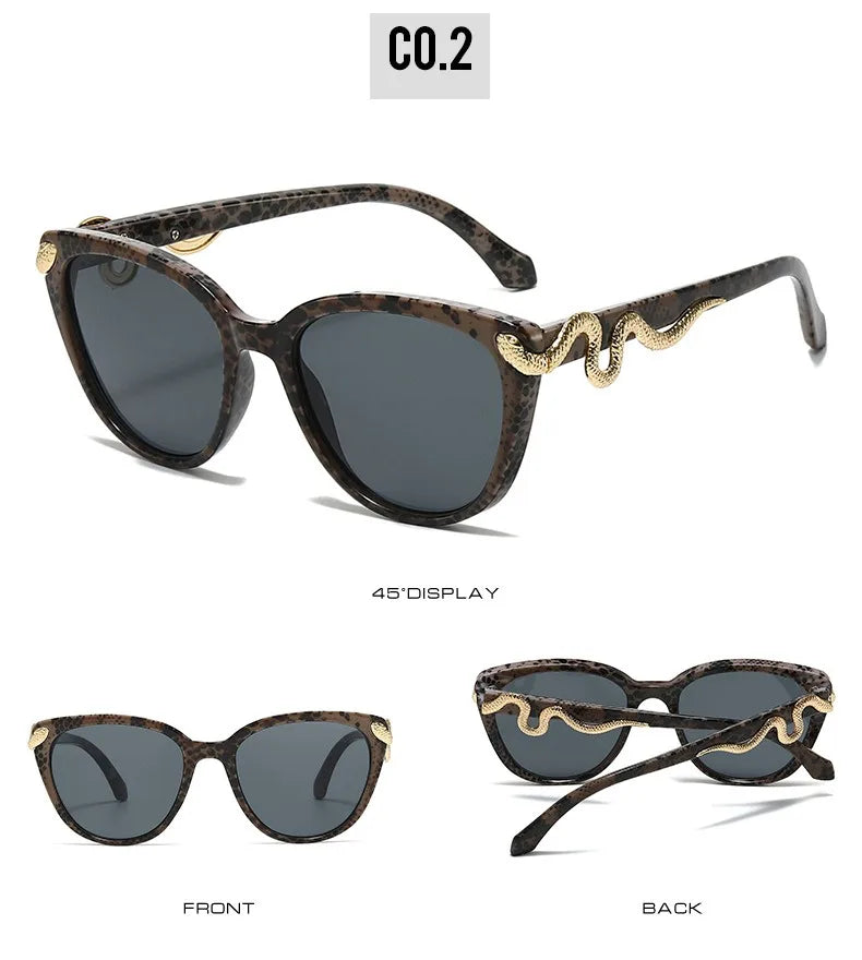 Metal Snake Trendy Street Shot Sun Glasses Brand Designer Ladies