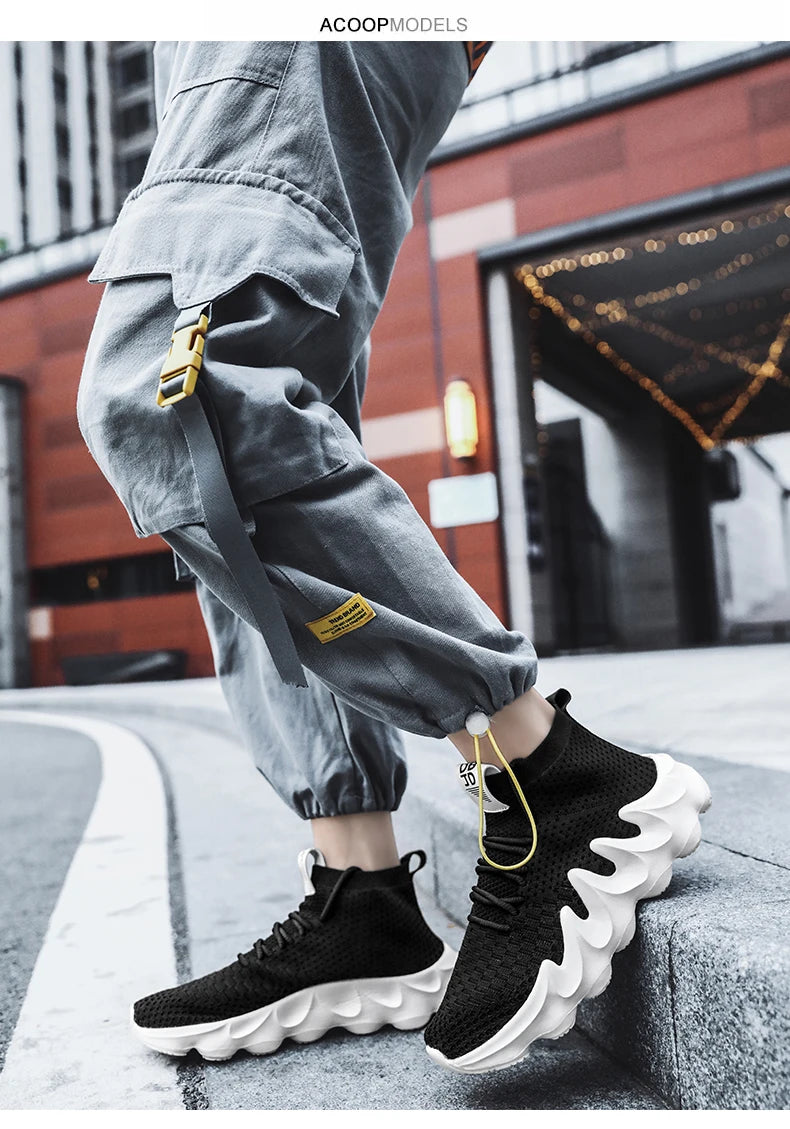 Mens High Top Fashion Sneakers Breathable Shoes Comfortable Sneakers Heighten Sports Shoes Men Lightweight