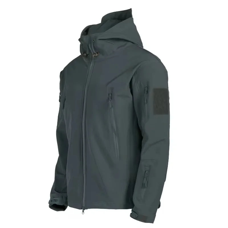 Military Shark Skin Soft Shell Jacket Mens Tactical Windproof Waterproof Army Hooded