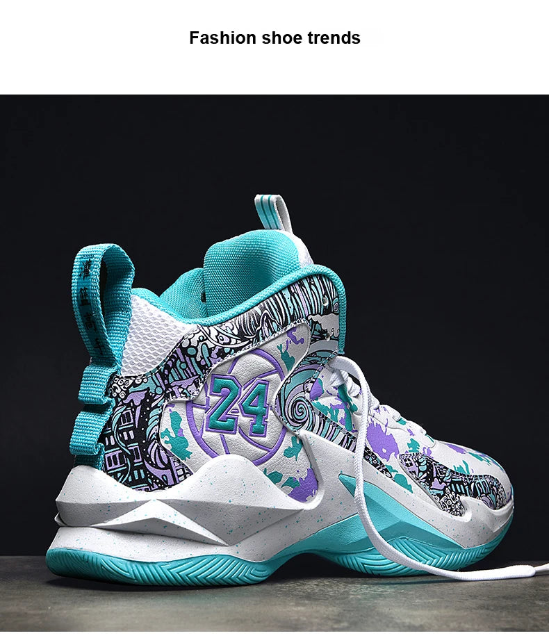 Men's Basketball Breathable Outdoor Shoes Fashion Graffiti Training Shoes
