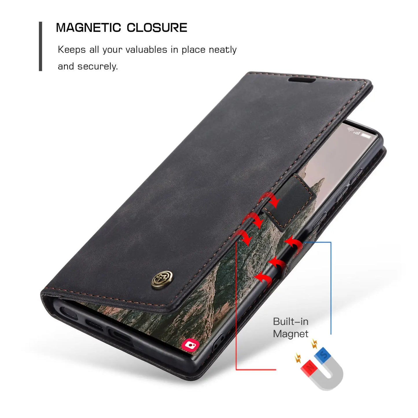 Flip Wallet Case for Samsung Galaxy S24 Ultra S24 Plus S24, Leather Magnetic Folio Cover with Card Holder Shockproof For Galaxy S24 Plus / Blue / United States For Galaxy S24 Plus / Black / United States
