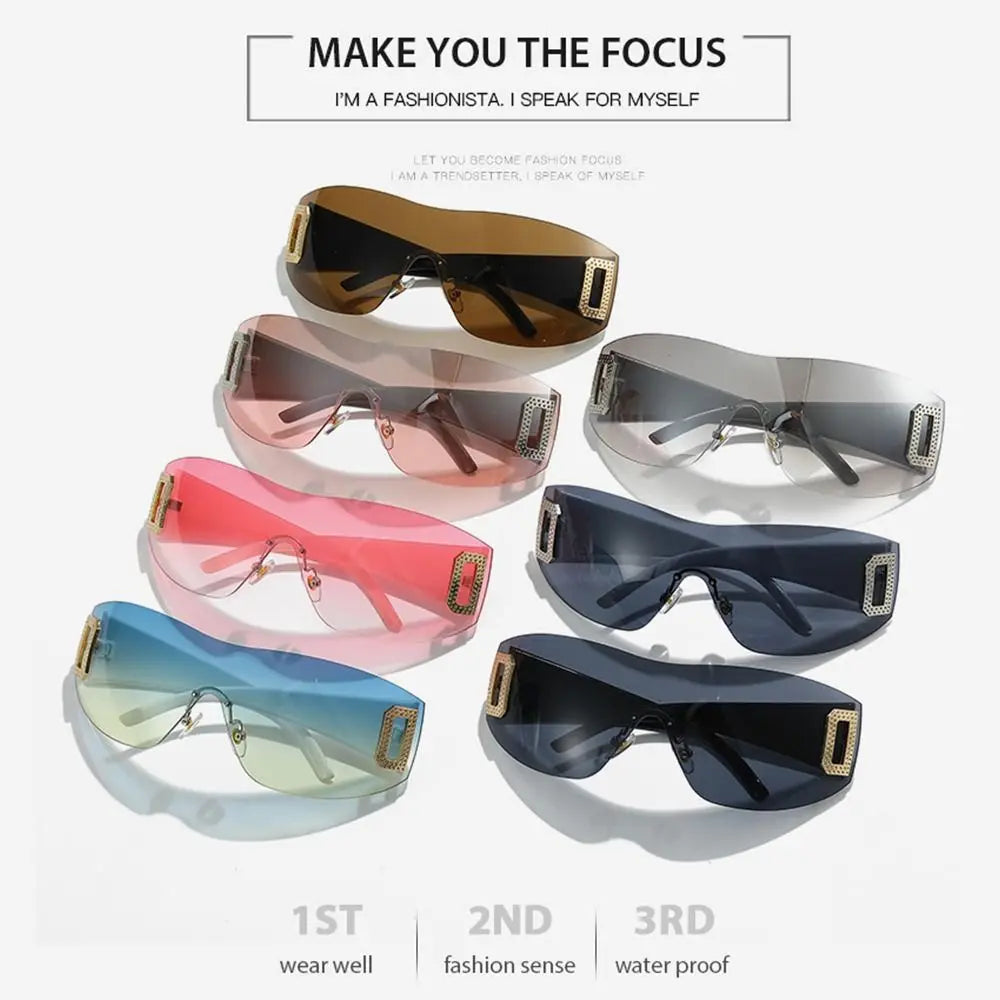Luxury Y2K One Piece Sunglasses Women Brand Designer New Punk Sports Sun Glasses Men Goggle Shades UV400 Fashion Letter Eyewear