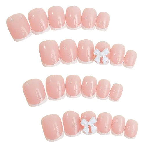 French Tips Press-on Nail Long Lasting Elegant Artificial Nail Manicure