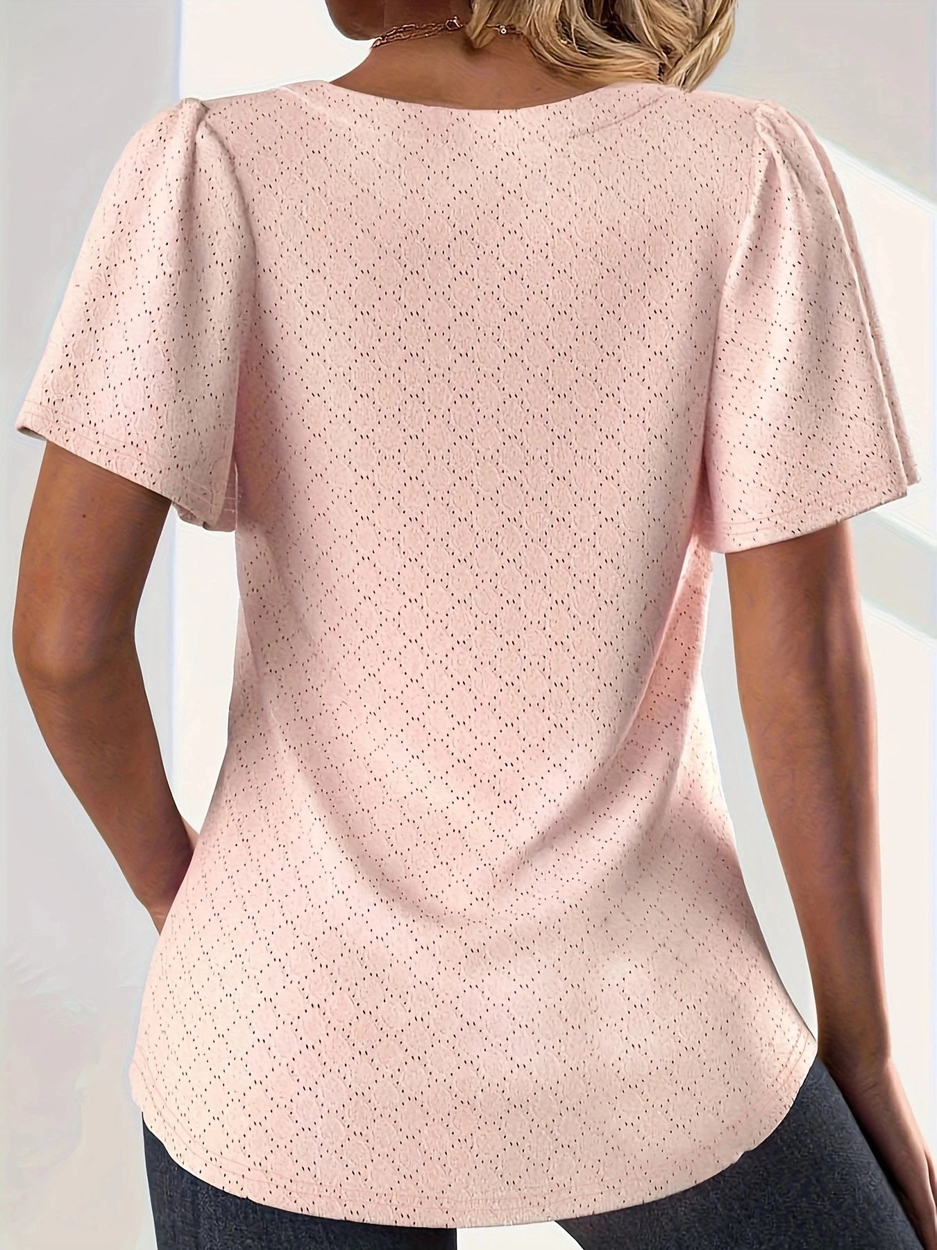 Plus size spring and summer fashionable and elegant hollow tops for women