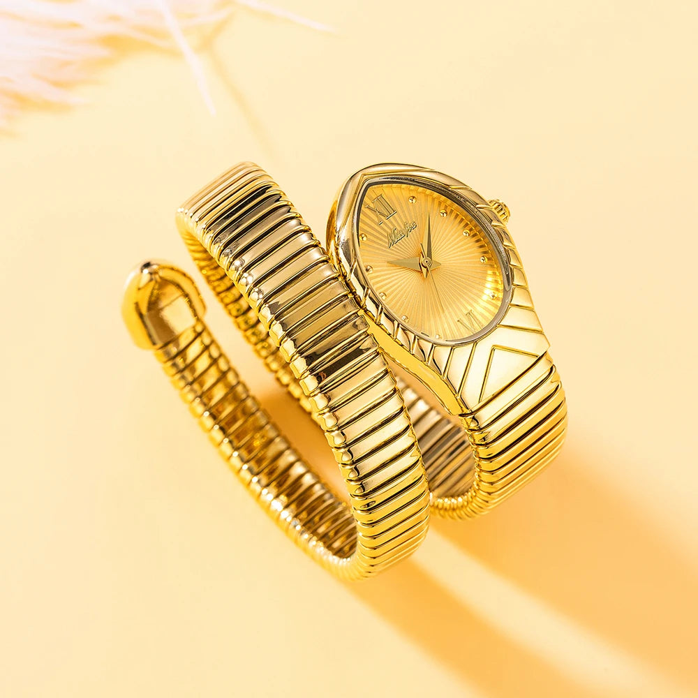 Women's Watches New Quartz Snake Shape Simple Ladies Watch Fashion Unique Strap Waterproof