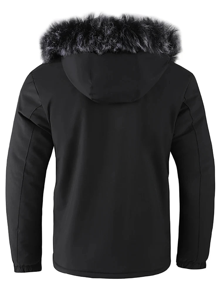 Men's Hooded Cotton Jacket Windproof Padded Cold Pure Color Simple